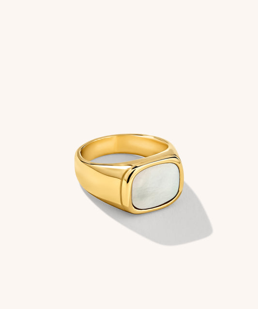 Pearl Square Signet Ring